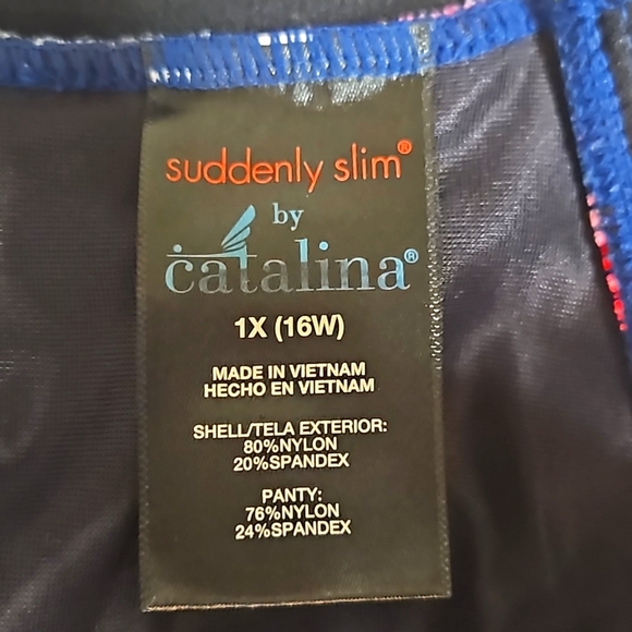 Suddenly Slim by Catalina one-piece swimsuit Floral Halter Style Size 1X - Picture 5 of 6